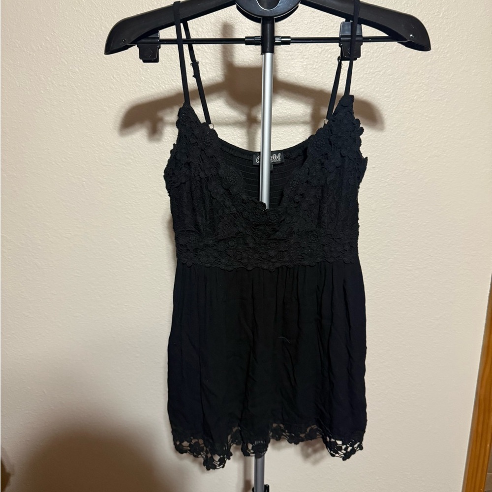 Cowgirl Hardware Elegant Black Lace Tank Top
